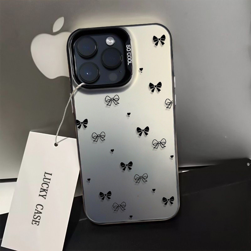 Apple Iphone 15 - Casing Ponsel Minimalis Hitam dengan Pita